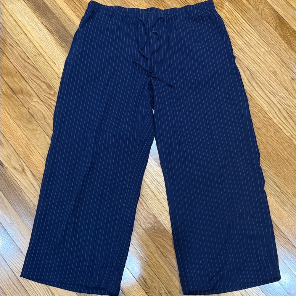 Womens Navy Pinstripe Pants